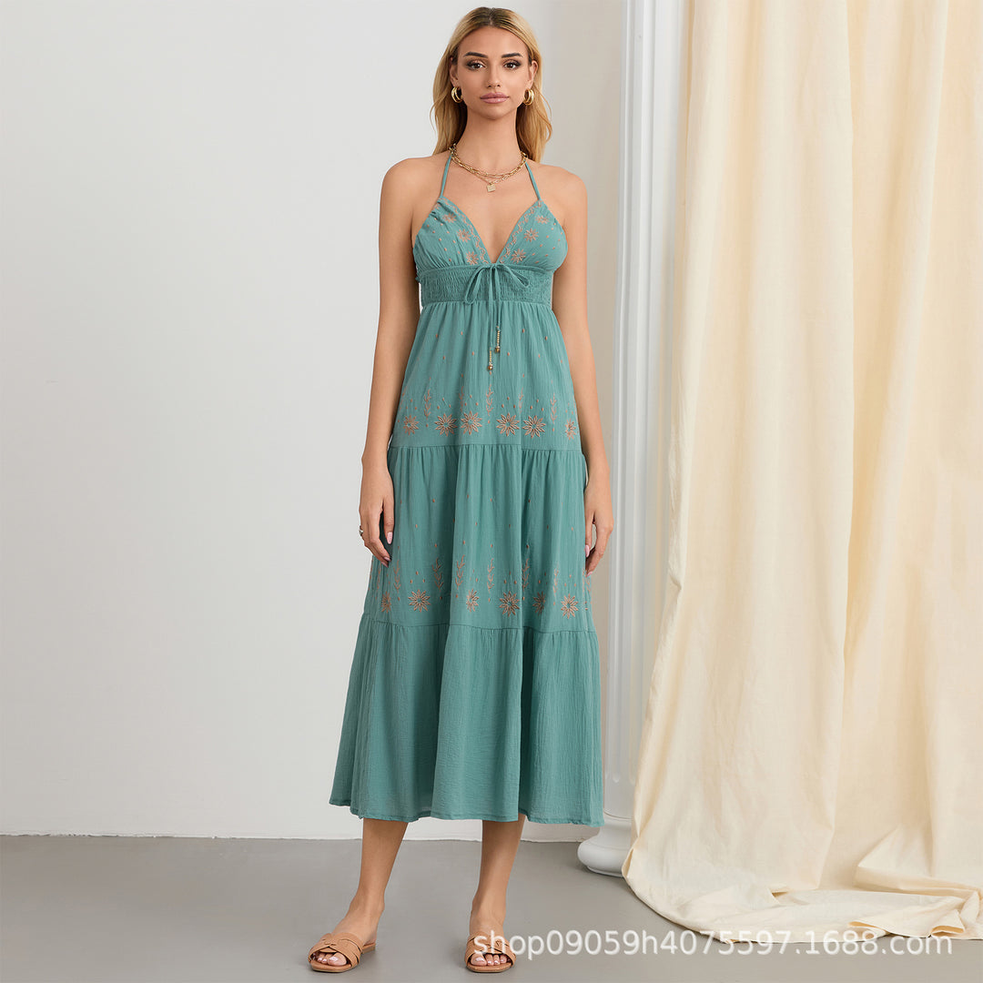 Damen Maxikleid mit zarten Stickereien R&B