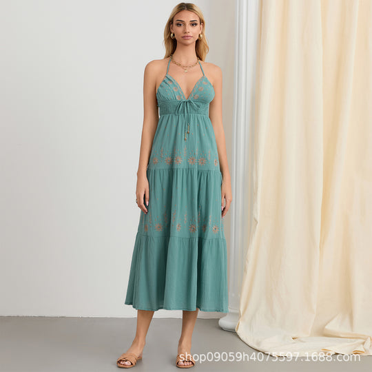 Damen Maxikleid mit zarten Stickereien R&B
