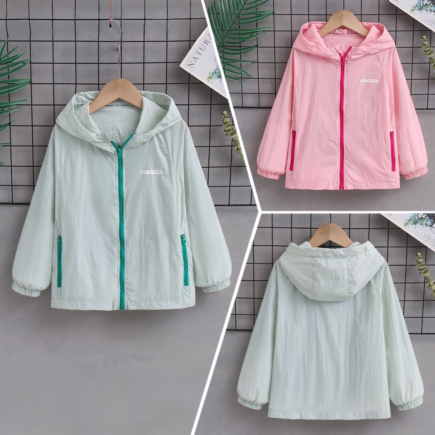 Damen nan ultraleichte Kapuzen-Nylonjacke mit UV-Schutz, winddichter Ausstattung und Reißverschlusstaschen R&B