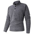 Herren Strickpullover mit hohem Kragen und durchgehendem Knopfverschluss R&B