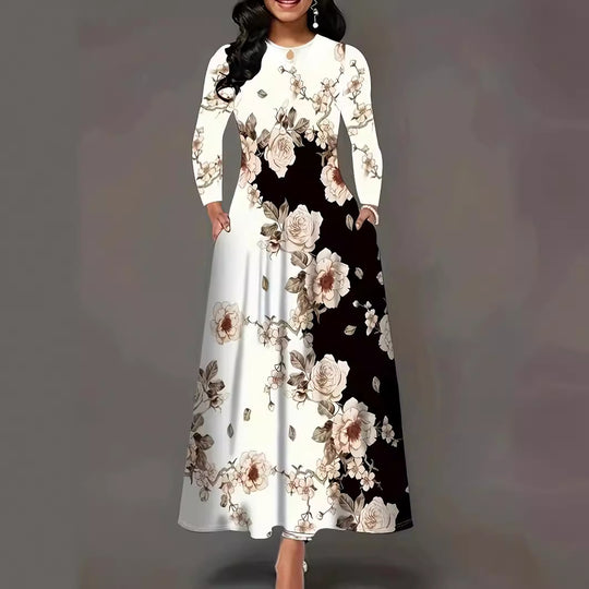 Damen Maxikleid mit floralem Design und praktischen Taschen R&B