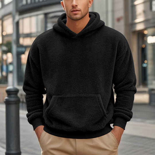 Herren übergroßer Fleece-Hoodie mit Kängurutasche und gemütlichem Schnitt R&B