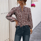 Damen Bluse mit floralem Design und eleganter Schleifenöffnung R&B