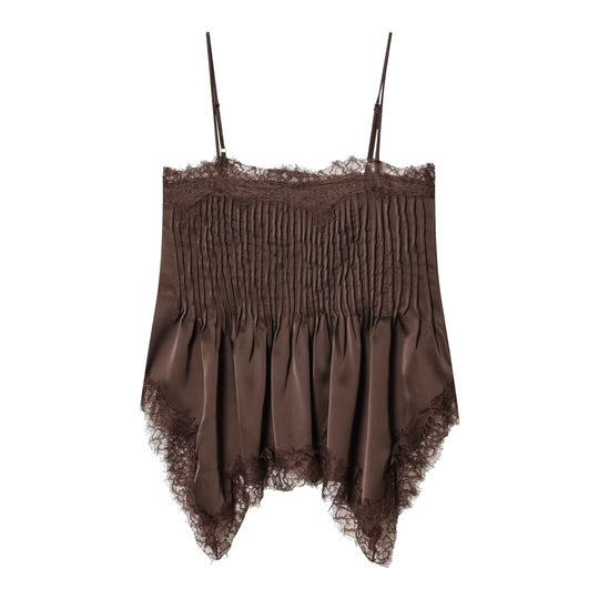 Damen Spitzen-Camisole mit raffiniertem Faltenwurf und hochwertiger Satinoberfläche R&B