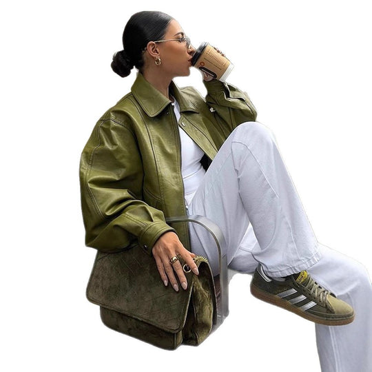 Damen Lässige Übergangsjacke mit voluminösen Ärmeln R&B