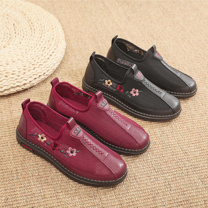 Damen Bequeme Slip-On Schuhe mit atmungsaktiver Netzstruktur und floralem Design