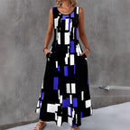 Damen Maxikleid mit buntem Grafikdesign R&B