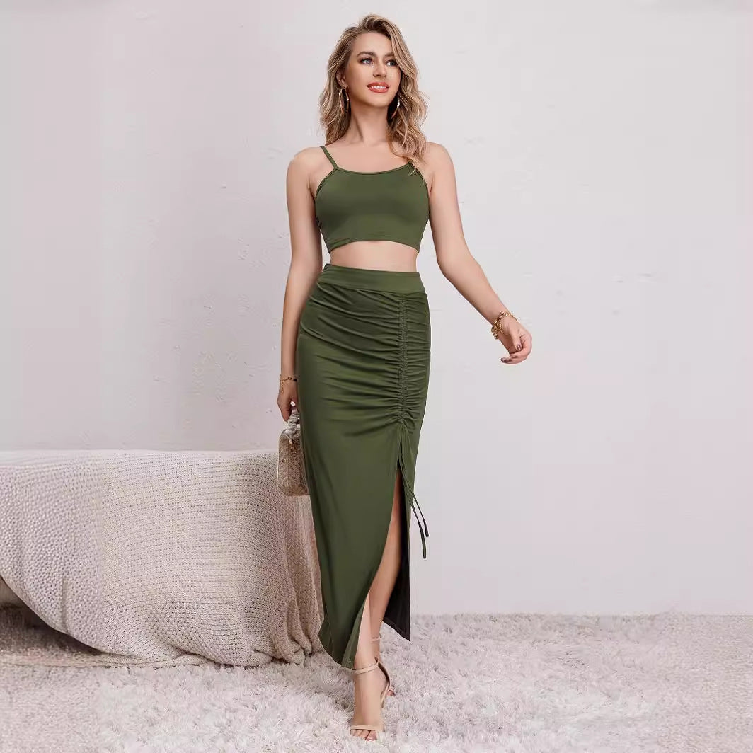 Damen Crop-Top und Maxirock Set im eleganten Design R&B