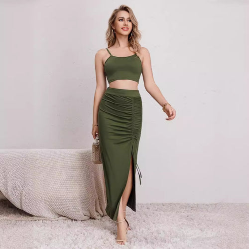Damen Crop-Top und Maxirock Set im eleganten Design R&B