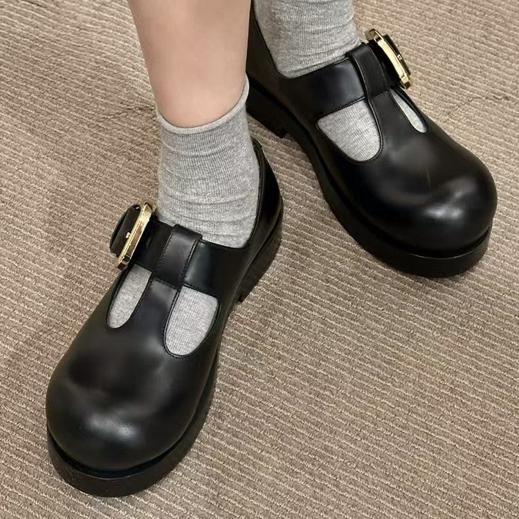 Damen Schnürschuhe mit dekorativem Schnallenverschluss und robustem Blockabsatz R&B