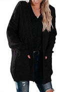 Damen Grobstrickcardigan mit tiefen Taschen und dekorativem Zopfmuster
