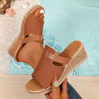 Damen Wedge-Pantoletten mit verstellbarem Riemen und ergonomischem Fußbett