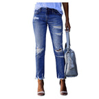 Damen Ripped Jeans im modernen Vintage-Look mit fransigen Säumen R&B
