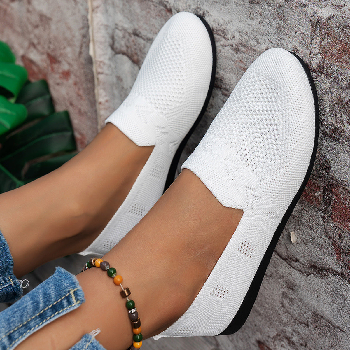 Damen komfortable Slipper mit innovativem Strickdesign R&B