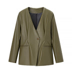 Damen elegante Kunstlederjacke R&B
