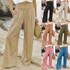 Damen weite Sommerhose mit hohem Bund und eleganten Falten R&B