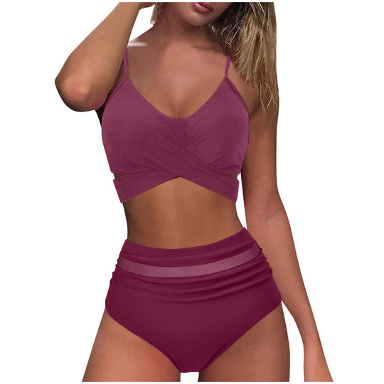 Damen High-Waist Bikini Set mit modischem Wickel-Oberteil R&B