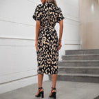 Damen Midikleid mit Knopfverschluss und Schlitz R&B
