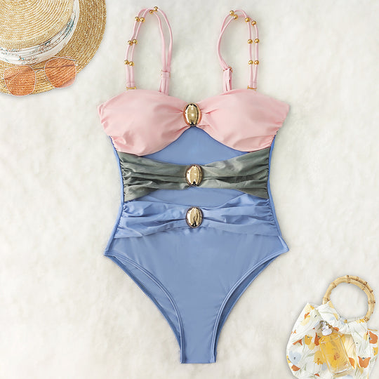 Damen Einteiler-Badeanzug mit raffinierten Cut-Outs und dekorativen Metallakzenten R&B