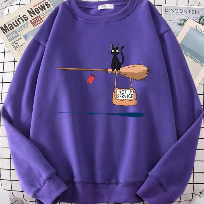 Damen Sweatshirt mit kreativem Katzenmotiv