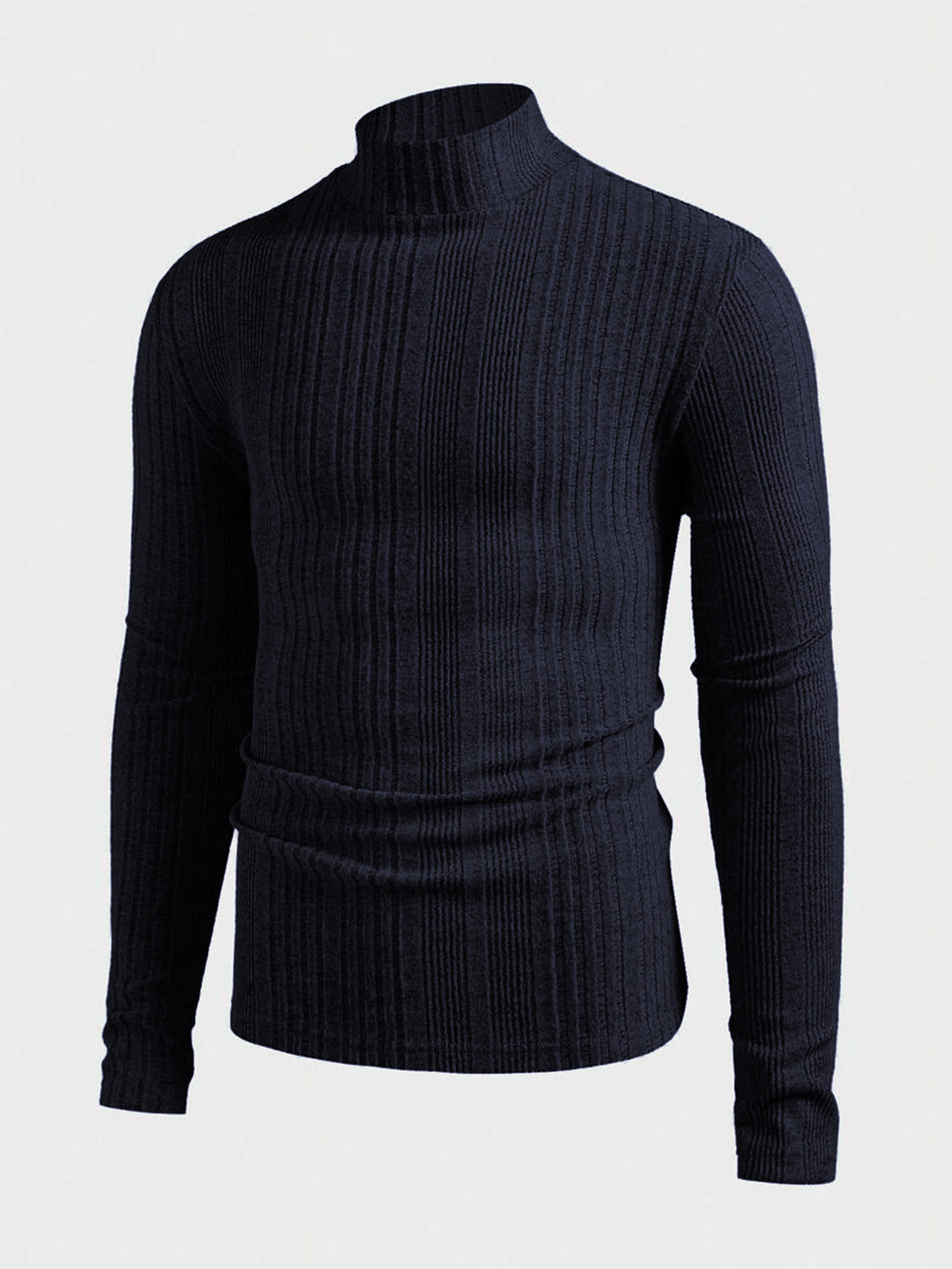 Herren Strickpullover mit hohem Kragen und Rippstruktur R&B