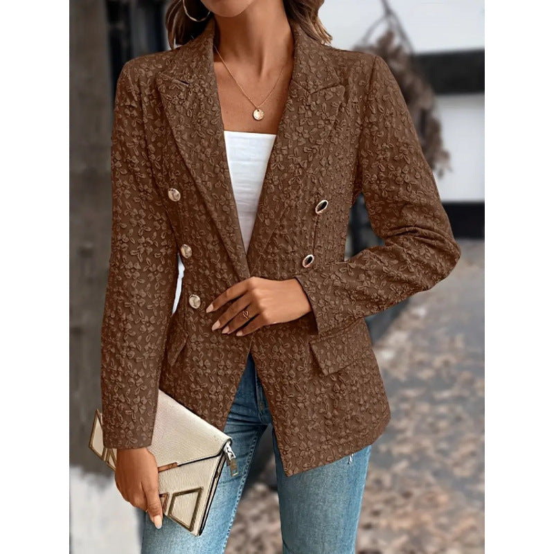 Damen Eleganter Blazer mit strukturiertem Muster und doppelter Knopfleiste R&B