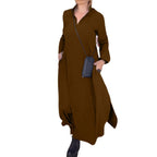 Damen Langarm-Kleid mit praktischen Einschubtaschen und elegantem Stehkragen R&B
