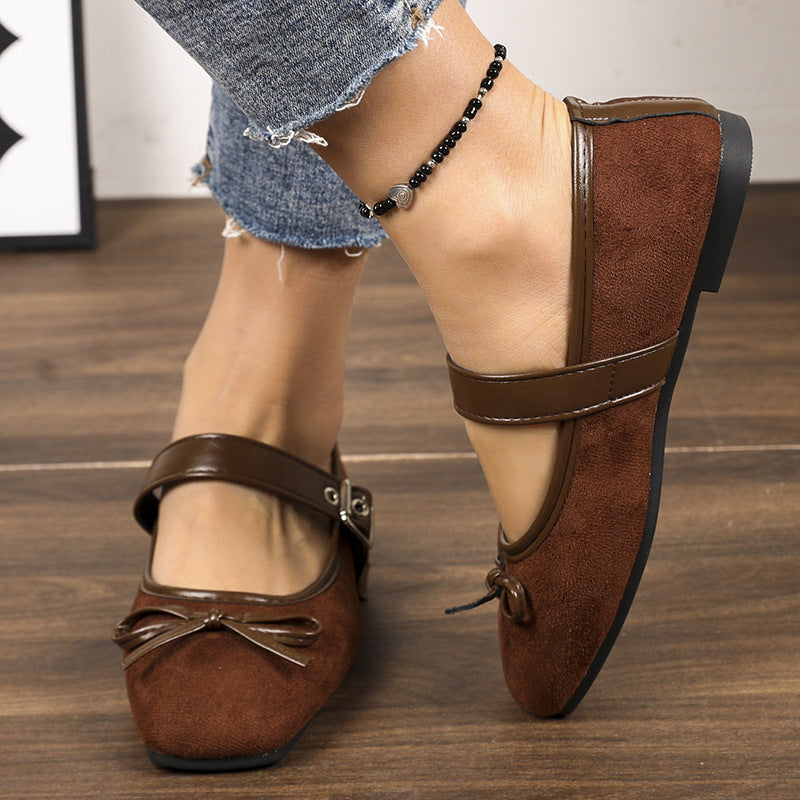 Damen Ballerinas mit verstellbarem Riemen und elegantem Schleifendetail R&B