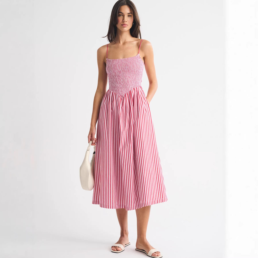 Damen Maxikleid mit floralem Design und elastischem Bund R&B