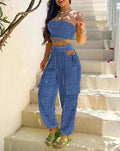 Damen Zweiteiliges Outfit mit Cropped Top und Cargo-Hose R&B