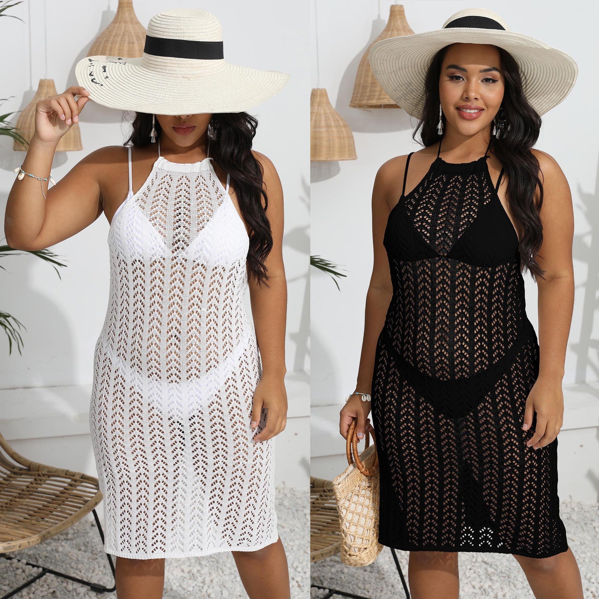 Damen strapazierfähiger Häkel-Strandüberwurf mit modischem Design R&B