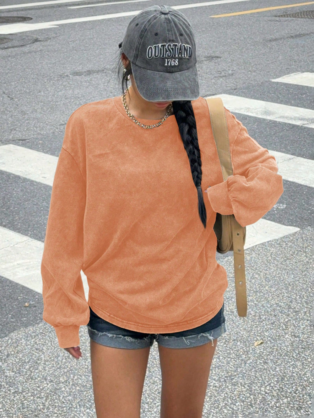 Damen lässiges Sweatshirt mit oversized Schnitt und weichem Material R&B