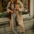 Damen eleganter Wollmantel mit praktischem Gürtel R&B