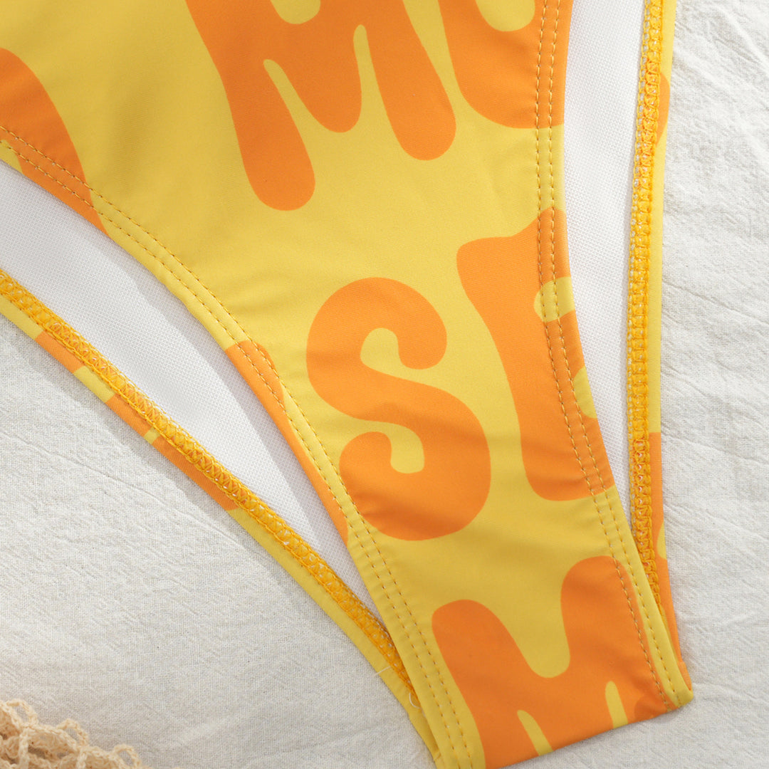 Damen Bikini-Set mit verspieltem Farbmuster und verstellbaren Bändern R&B