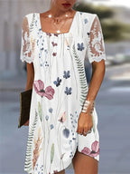 Damen Blumenmuster Shift Kleid R&B