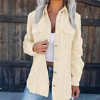 Damen Casual Hemdjacke mit strukturiertem Design und funktionalen Taschen R&B