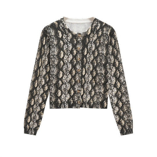 Damen Strickjacke mit Schlangenmuster R&B