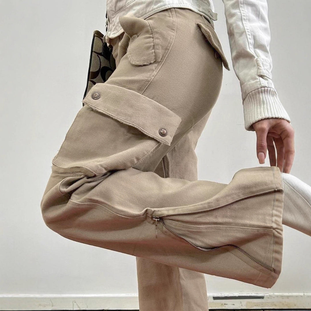 Damen Cargo-Style Hose mit weit geschnittenem Bein und praktischen Taschen R&B