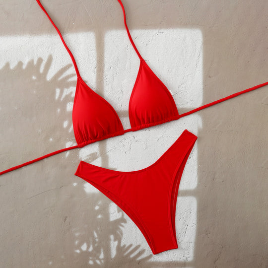 Damen Bikini-Set mit verstellbarem Triangel-Oberteil und hoch geschnittenen Bottoms R&B