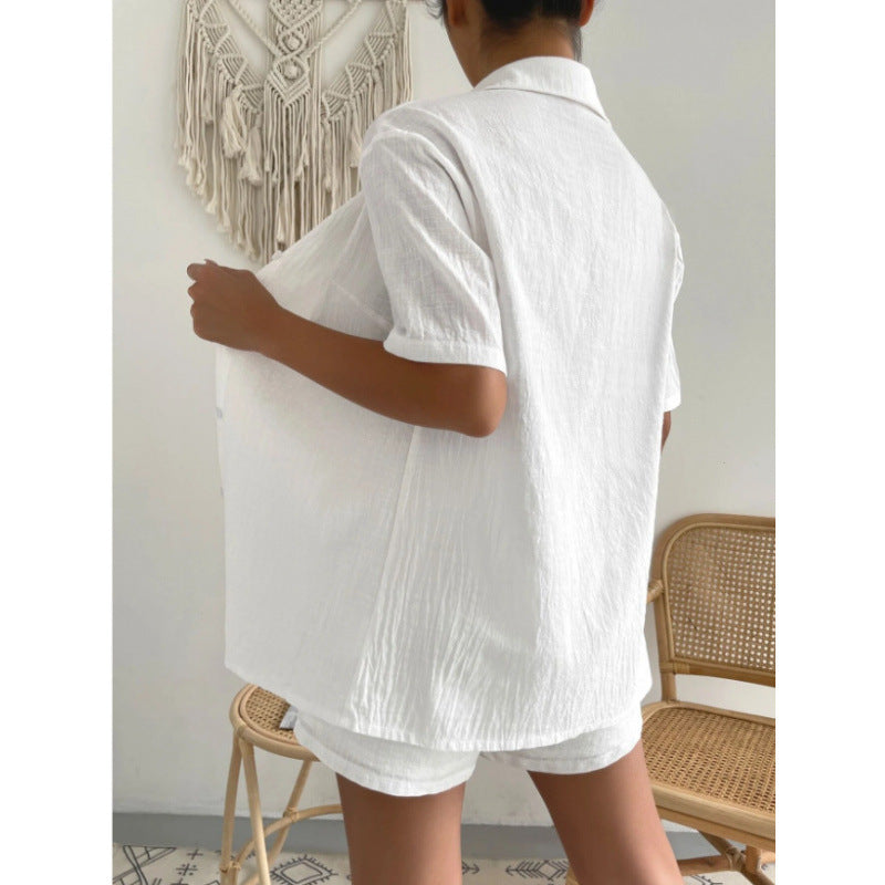 Damen Chice Loungewear-Kombination bestehend aus leichtem, atmungsaktivem Hemd und Shorts R&B