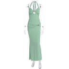 Damen Elegantes Maxikleid mit Halterneck und figurbetontem Design R&B