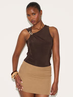 Damen Elegantes Top mit asymmetrischem Schnitt und dekorativen Riegeln R&B