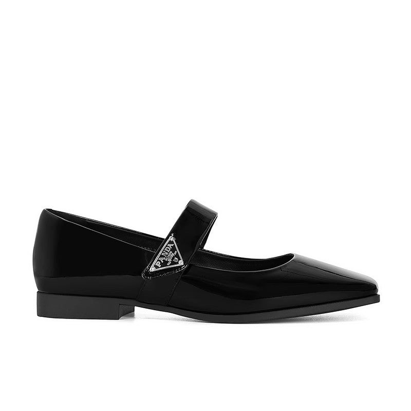Damen Ballerinas mit quadratischem Zehenbereich und elegantem Riemen R&B