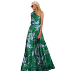 Damen Elegantes Maxikleid mit asymmetrischem Träger und floralem Design R&B