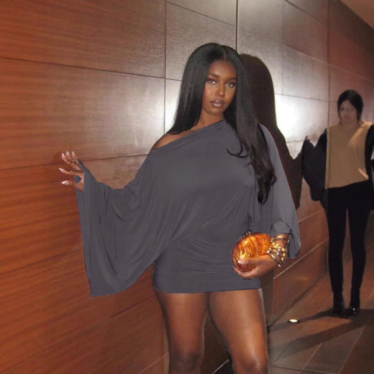 Damen Oversize-Top mit weiten Ärmeln und elastischem Bund R&B