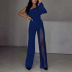 Asymmetrischer einseitiger Damen-Jumpsuit mit Paillettenpanel R&B