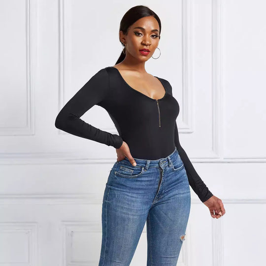 Damen Eleganter Langarmbody aus angenehmem Stretchmaterial R&B