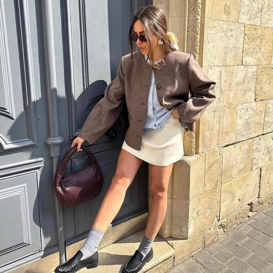 Damen lässige Wolljacke mit knopfdetails und praktischen Taschen R&B