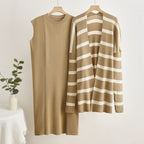 Damen elegantes und modulares Strickkleid mit lässiger Strickjacke R&B
