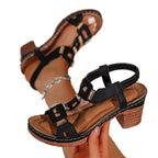 Damen Komfortable Blockabsatz-Sandalen mit dekorativen Riemen R&B